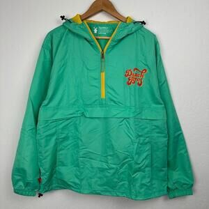 Dutch Bros Coffee Jacket Green Medium Long Sleeve Windbreaker Pull Over‎ Pocket